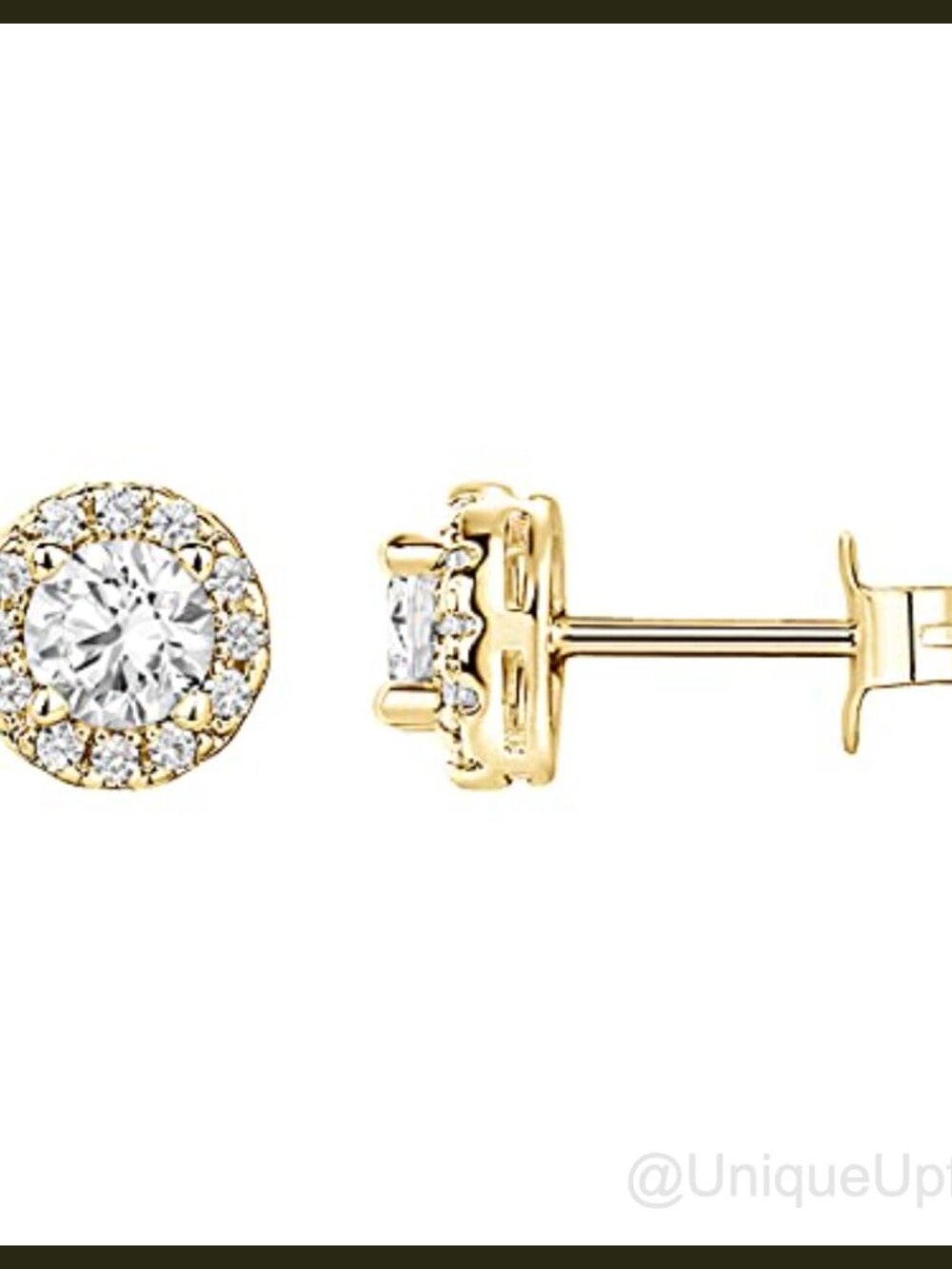 14K Gold Plated 925 Sterling Silver Halo Stud Earrings with Cubic Zirconia